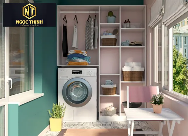 TỦ MÁY GIẶT KẾ HỢP TỦ TIỆN LỢI GỌN GÀNG ĐA NĂNG MẪU 04